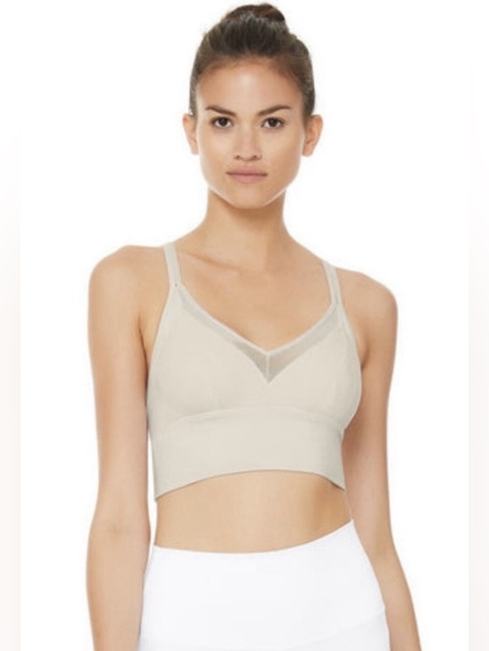 ALO Yoga Sneak Long Bra – Bone | Size Small